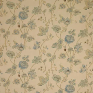blue botanical cotton fabric from Colefax & Fowler