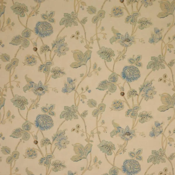 Berwick Fabric - Old Blue by blue botanical cotton fabric from Colefax & Fowler