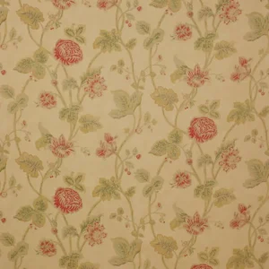 red botanical cotton fabric from Colefax & Fowler