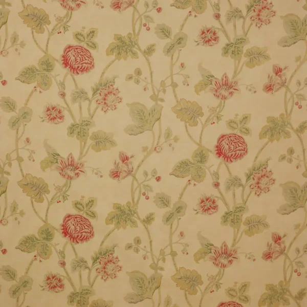 Berwick Fabric - Red / Green by red botanical cotton fabric from Colefax & Fowler
