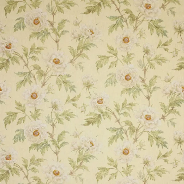 brown botanical linen fabric from Colefax & Fowler