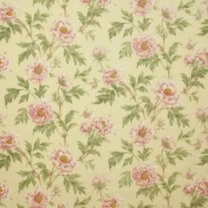 yellow botanical linen fabric from Colefax & Fowler