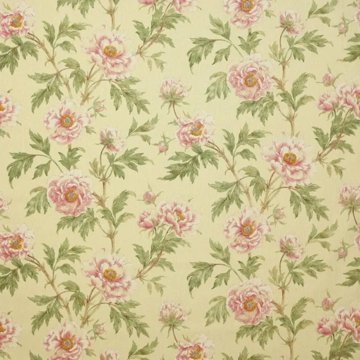 Tree Peony Fabric - Pink / Green swatch