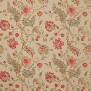 red botanical linen fabric from Colefax & Fowler
