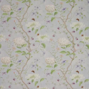 blue botanical linen fabric from Colefax & Fowler