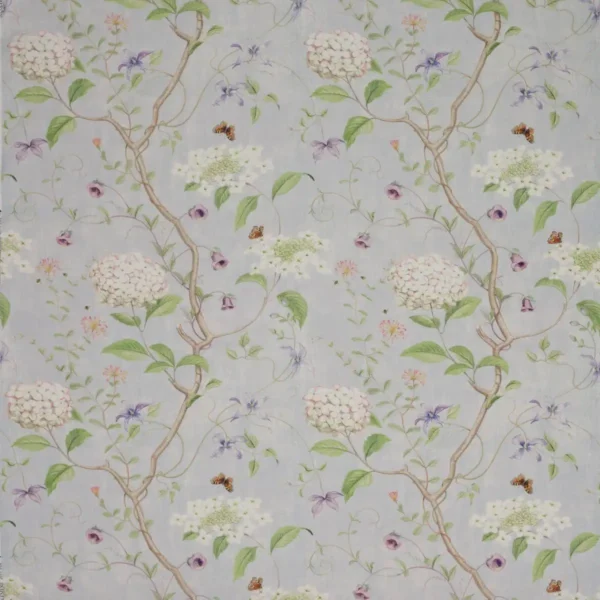 Haslemere Fabric - Old Blue by blue botanical linen fabric from Colefax & Fowler