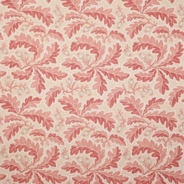 red botanical linen fabric from Colefax & Fowler