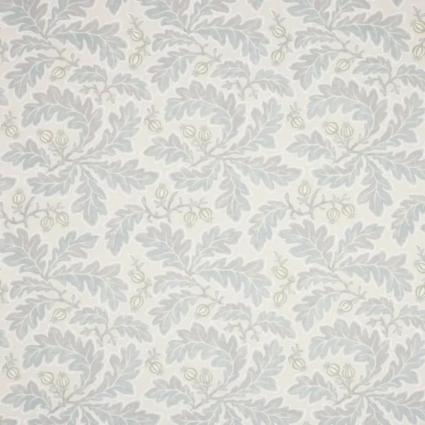 Melbury Fabric - Grey Blue by black-grey botanical linen fabric from Colefax & Fowler