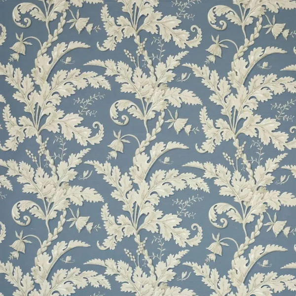Acanthus Fabric - Blue by blue botanical linen fabric from Colefax & Fowler