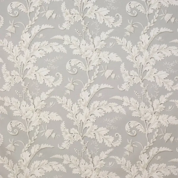 Acanthus Fabric - Silver by black-grey botanical linen fabric from Colefax & Fowler