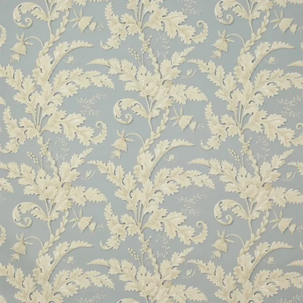 blue botanical linen fabric from Colefax & Fowler