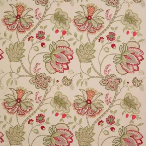 green botanical embroideried fabric from Colefax & Fowler