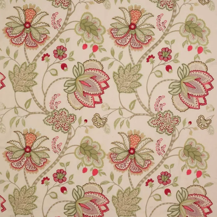 Baptista Linen Fabric - Pink / Green swatch