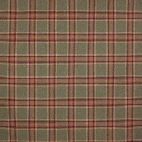 Erskine Plaid Fabric - Red / Green by green checked woolen fabric from Colefax & Fowler