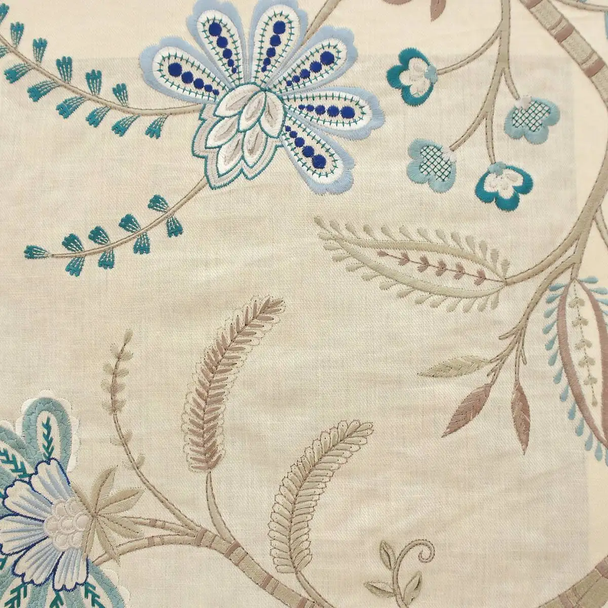 Loredana Fabric - Blue by blue botanical embroideried fabric from Colefax & Fowler