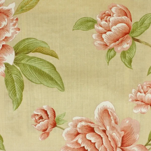 red botanical linen fabric from Colefax & Fowler