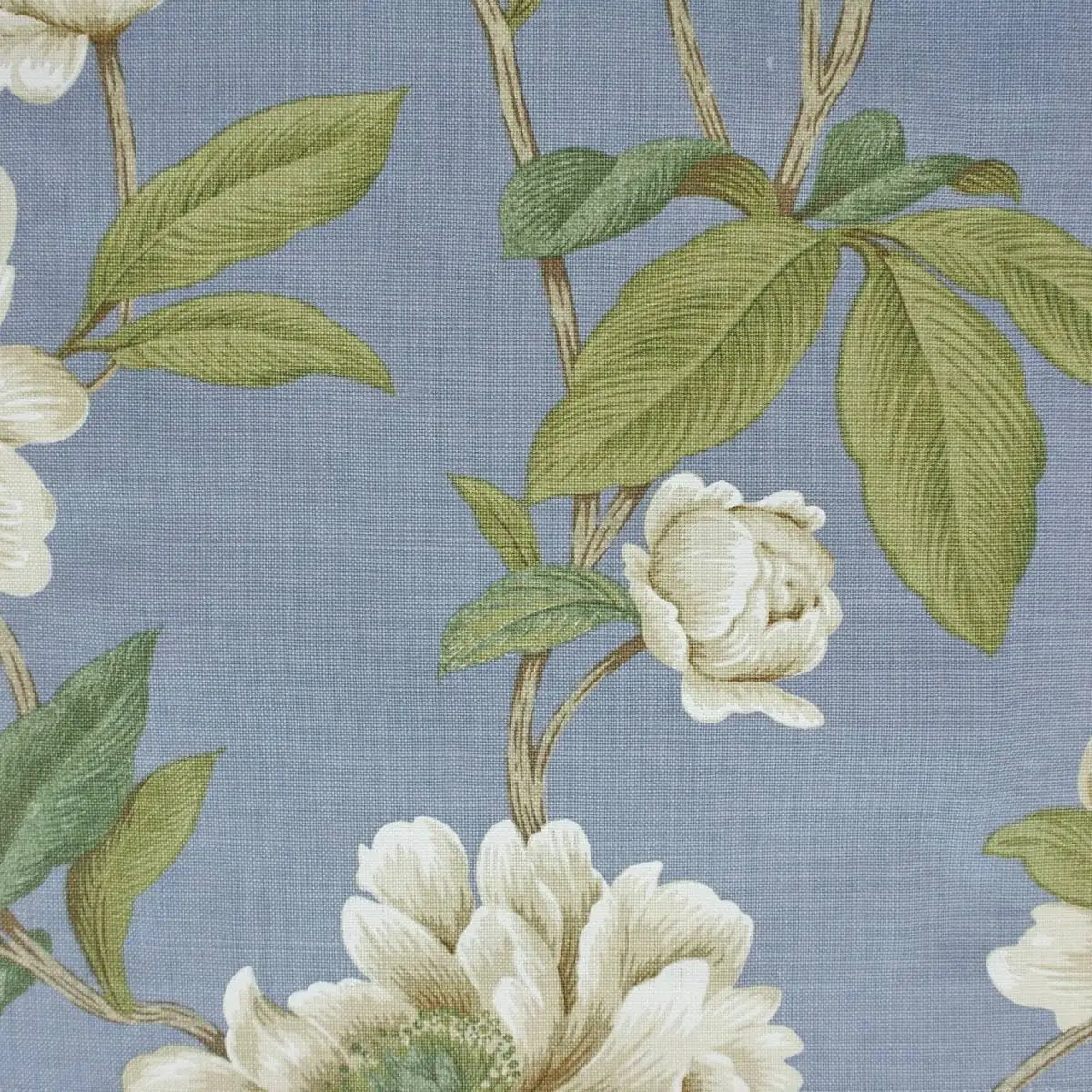 Giselle Fabric - Navy by blue botanical linen fabric from Colefax & Fowler
