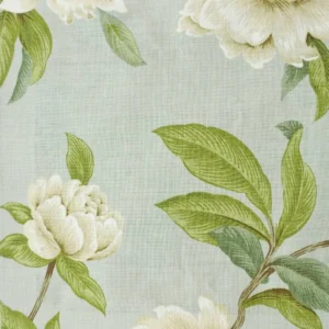 blue botanical linen fabric from Colefax & Fowler