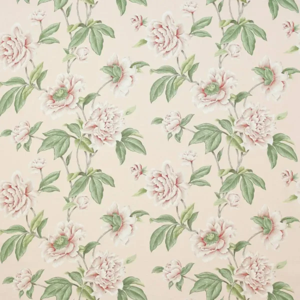 Giselle Fabric - Shell Pink by green botanical linen fabric from Colefax & Fowler