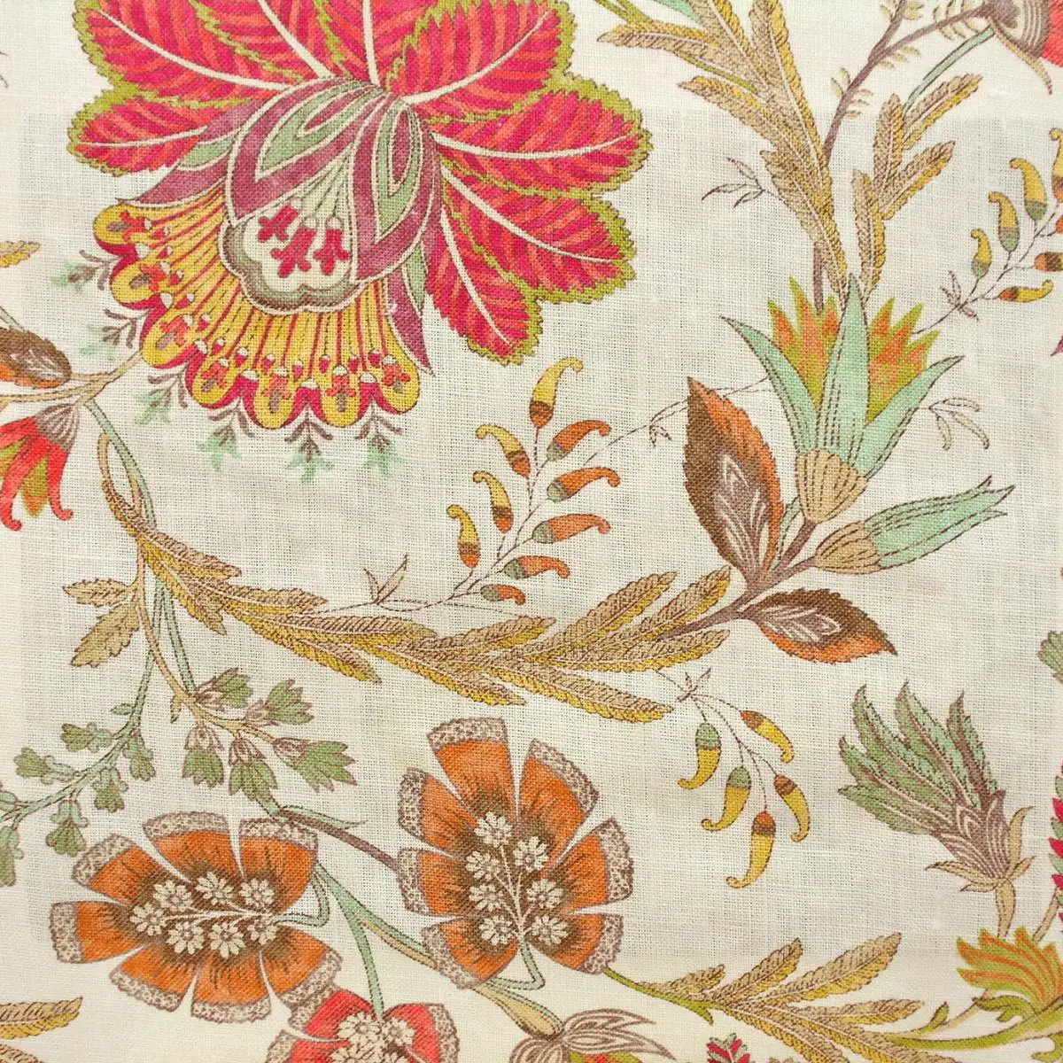 Casimir Fabric - Red / Green by pink botanical linen fabric from Colefax & Fowler