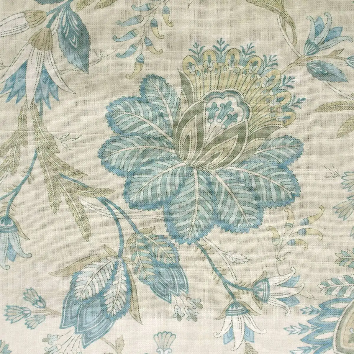 Casimir Fabric - Old Blue by blue botanical linen fabric from Colefax & Fowler