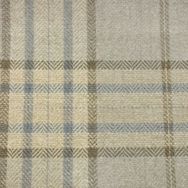 Dunmore Check Fabric - Silver by blue checked woven fabric from Colefax & Fowler