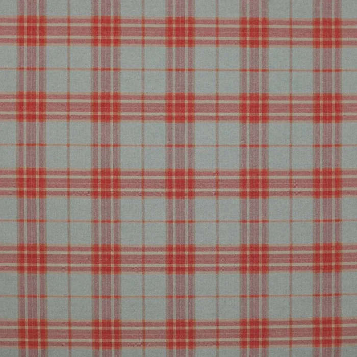 Dunmore Check Fabric - Aqua / Tomato swatch