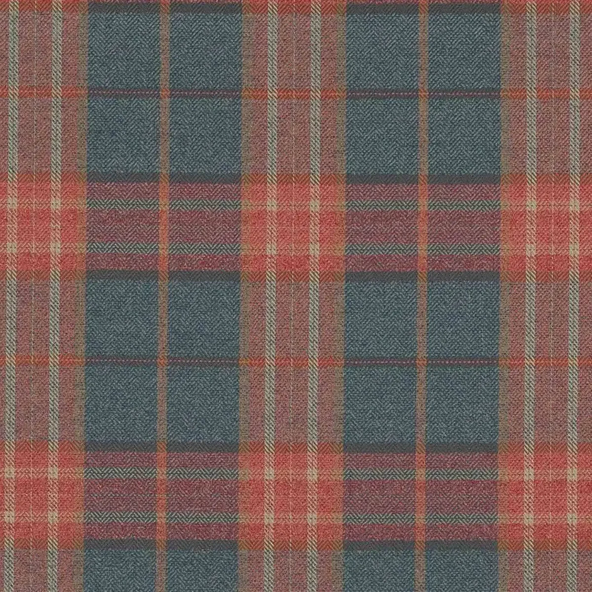 Dunmore Check Fabric - Red / Blue by blue checked woven fabric from Colefax & Fowler