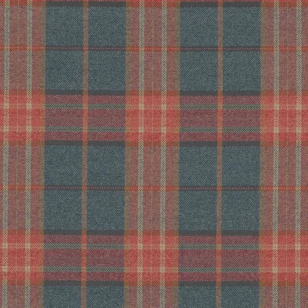 Dunmore Check Fabric - Red / Blue by blue checked woven fabric from Colefax & Fowler