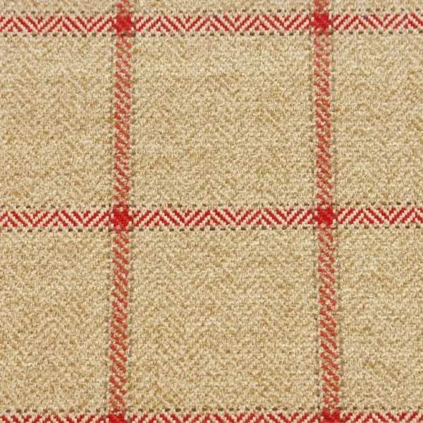 Linsmore Check Fabric - Red / Sand by red checked woven fabric from Colefax & Fowler