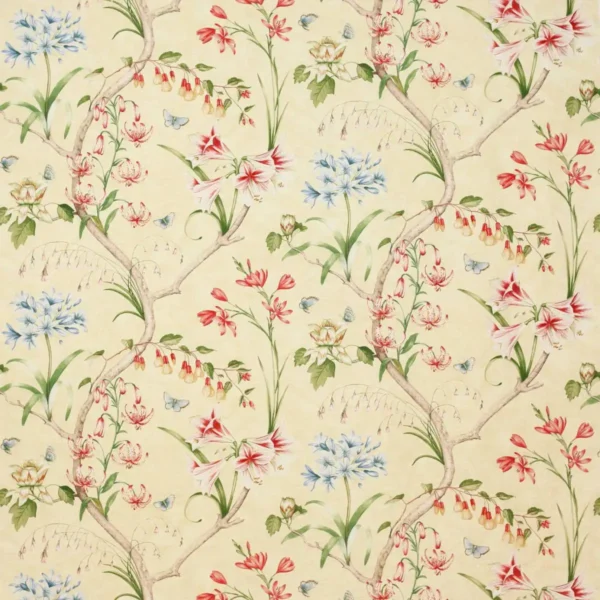 brown botanical linen fabric from Colefax & Fowler
