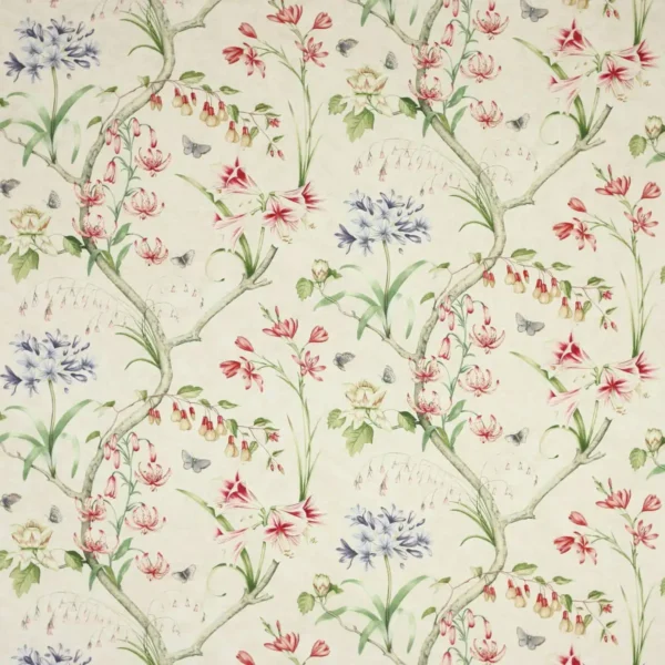 multicolour botanical linen fabric from Colefax & Fowler
