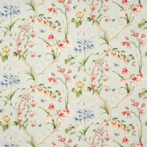 blue botanical linen fabric from Colefax & Fowler