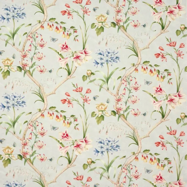 Jessica Fabric - Old Blue by blue botanical linen fabric from Colefax & Fowler