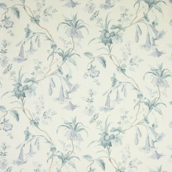 Datura Fabric - Blue by blue botanical linen fabric from Colefax & Fowler