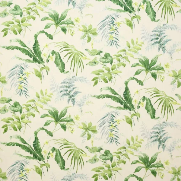 green botanical linen fabric from Colefax & Fowler