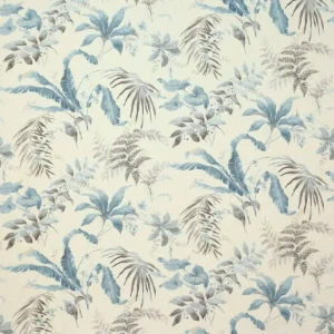 blue botanical linen fabric from Colefax & Fowler
