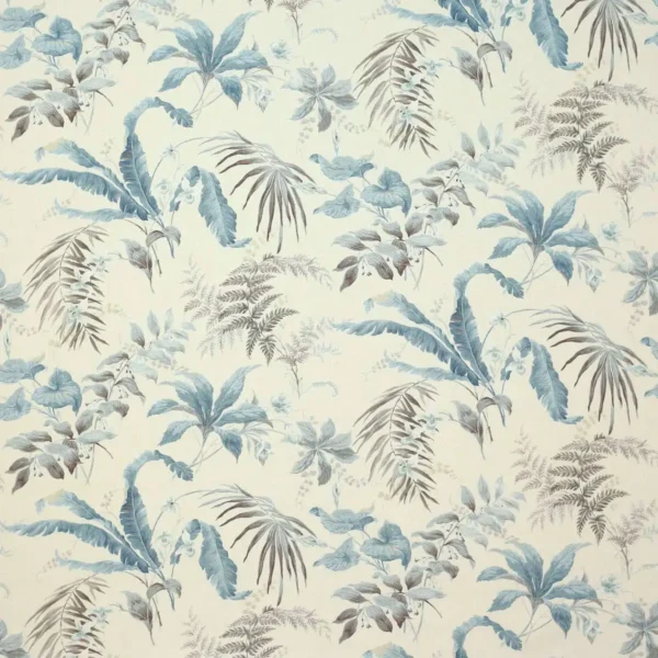 blue botanical linen fabric from Colefax & Fowler