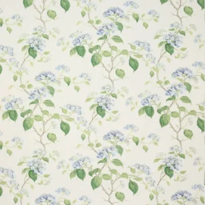 blue botanical cotton fabric from Colefax & Fowler