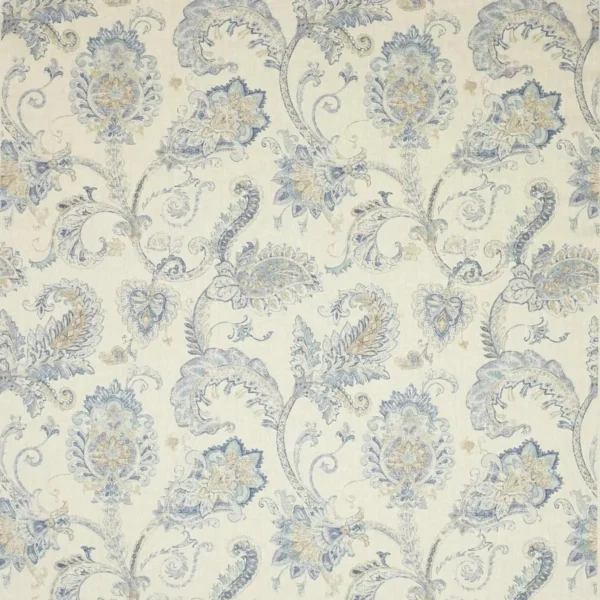 Cassius Fabric - Old Blue by blue botanical linen fabric from Colefax & Fowler