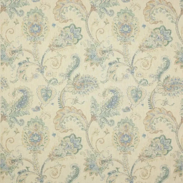 Cassius Fabric - Teal / Blue by green botanical linen fabric from Colefax & Fowler