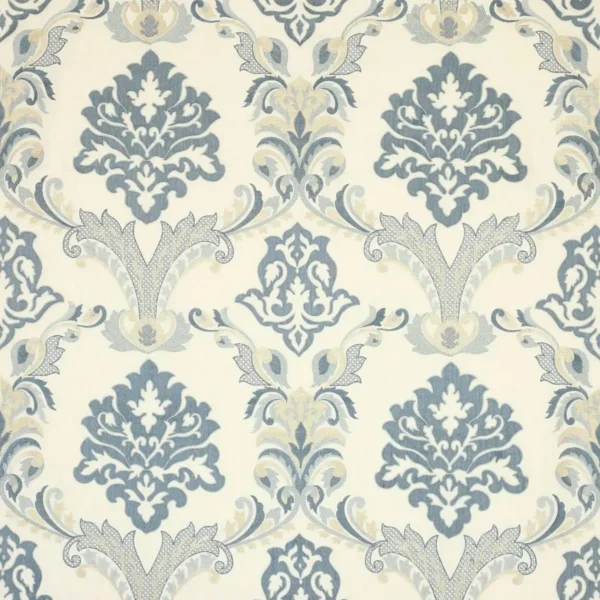 blue botanical embroideried fabric from Colefax & Fowler