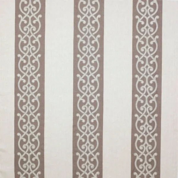 brown striped embroideried fabric from Colefax & Fowler