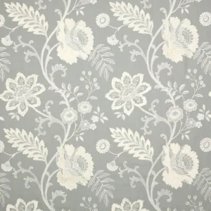 blue botanical embroideried fabric from Colefax & Fowler