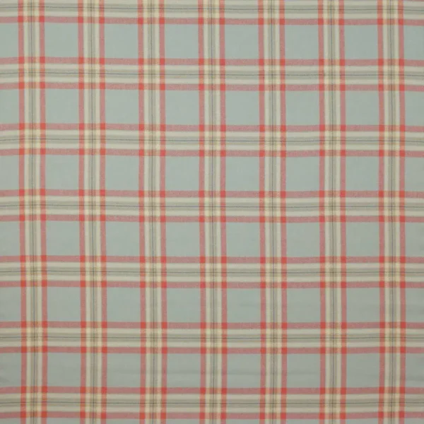 Malone Check Fabric - Tomato / Aqua by multicolour checked linen fabric from Colefax & Fowler