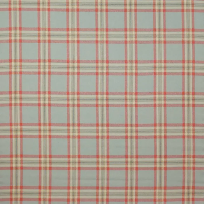 Malone Check Fabric - Tomato / Aqua swatch