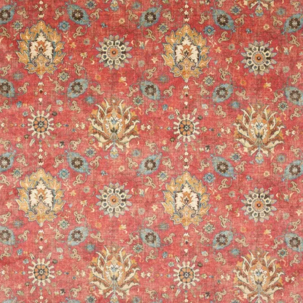 Jocasta Velvet Fabric - Red by red botanical velvet-chenille fabric from Colefax & Fowler