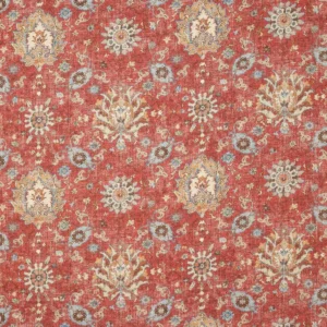 red botanical cotton fabric from Colefax & Fowler