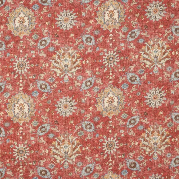Jocasta Fabric - Red by red botanical cotton fabric from Colefax & Fowler