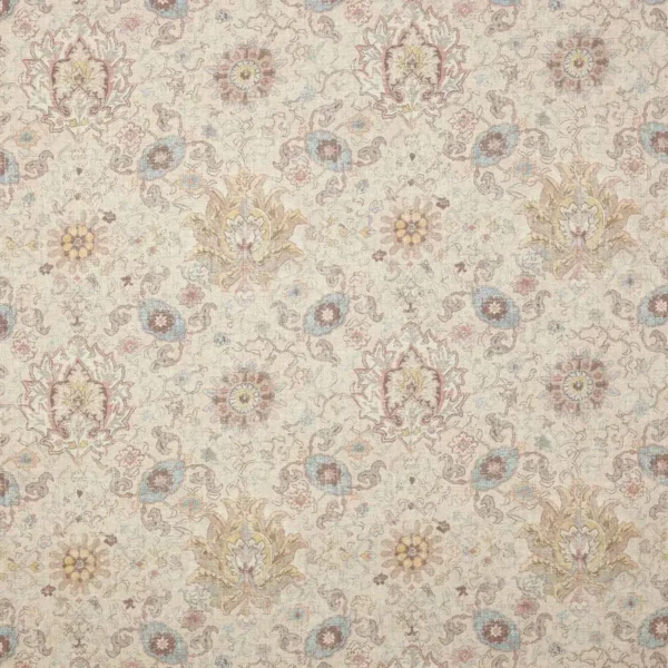 Jocasta Fabric - Beige by brown botanical cotton fabric from Colefax & Fowler